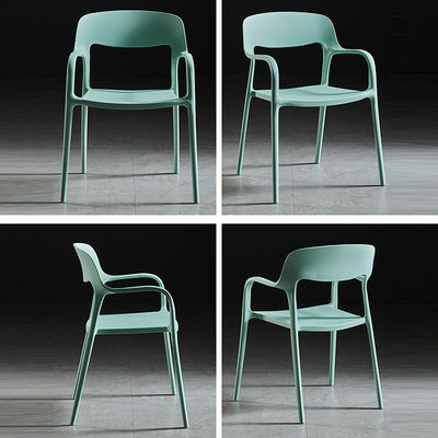 Chaise de salle à manger empilable en plastique carré nordique contemporaine avec dossier et accoudoir 