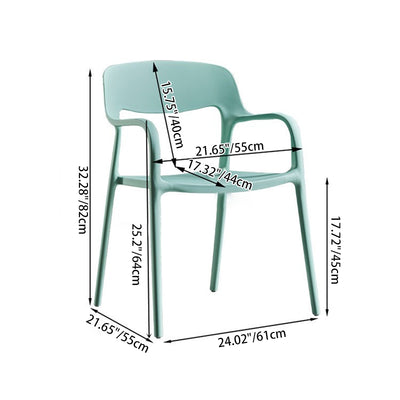 Chaise de salle à manger empilable en plastique carré nordique contemporaine avec dossier et accoudoir 