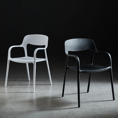 Chaise de salle à manger empilable en plastique carré nordique contemporaine avec dossier et accoudoir 