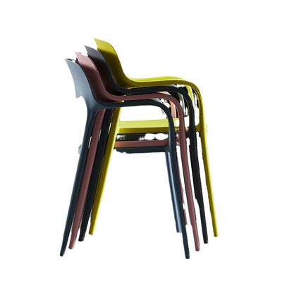 Chaise de salle à manger empilable en plastique carré nordique contemporaine avec dossier et accoudoir 