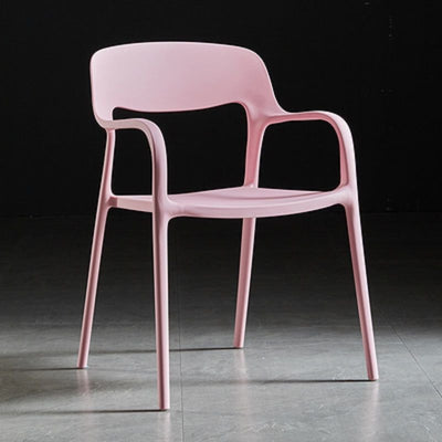 Chaise de salle à manger empilable en plastique carré nordique contemporaine avec dossier et accoudoir 