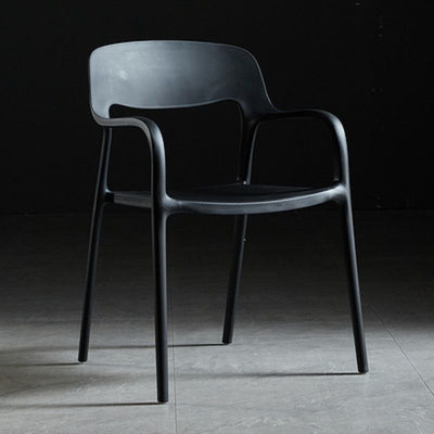 Chaise de salle à manger empilable en plastique carré nordique contemporaine avec dossier et accoudoir 
