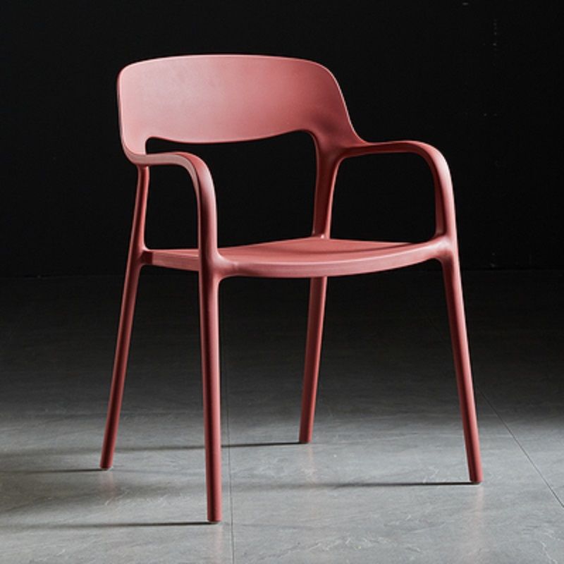 Chaise de salle à manger empilable en plastique carré nordique contemporaine avec dossier et accoudoir 