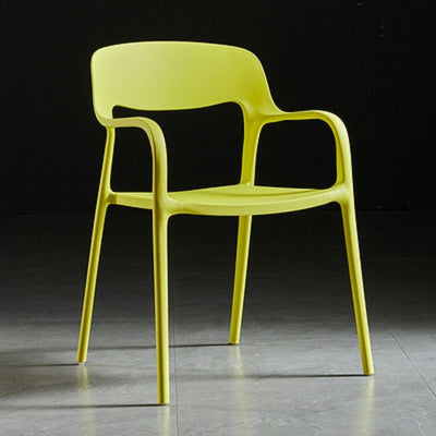 Chaise de salle à manger empilable en plastique carré nordique contemporaine avec dossier et accoudoir 