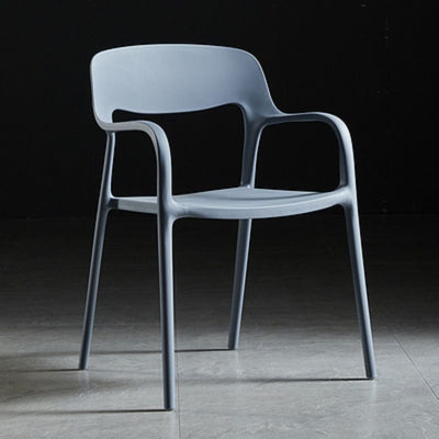 Chaise de salle à manger empilable en plastique carré nordique contemporaine avec dossier et accoudoir 