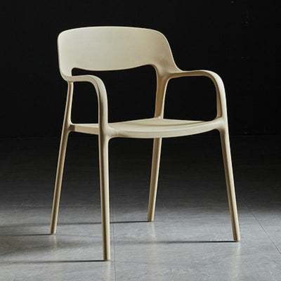 Chaise de salle à manger empilable en plastique carré nordique contemporaine avec dossier et accoudoir 