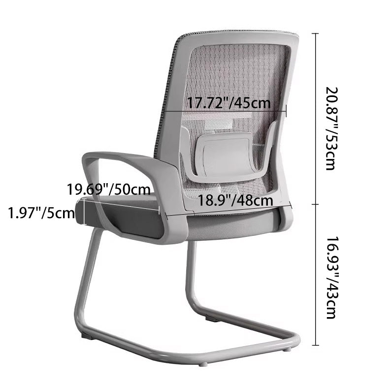 Simplicité contemporaine Chaise de bureau en tissu à mailles carrées avec cadre en métal Dossier Accoudoir pour étude 