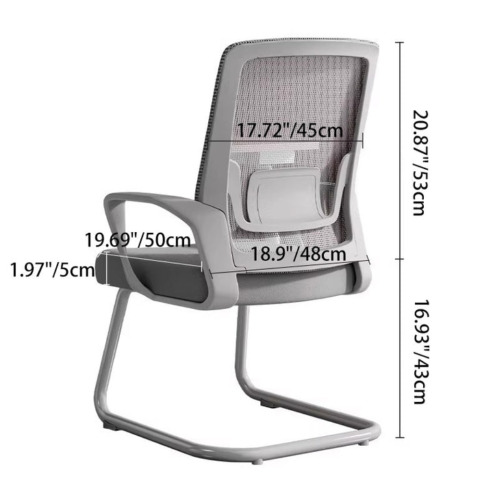 Simplicité contemporaine Chaise de bureau en tissu à mailles carrées avec cadre en métal Dossier Accoudoir pour étude 