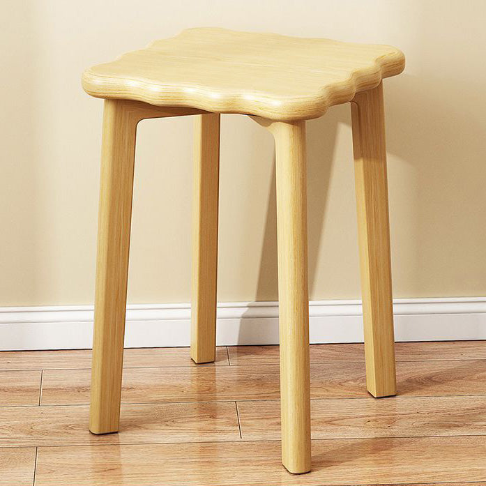 Contemporary Simplicity Square Biscuit Rubberwood Stackable Low Stool For Living Room