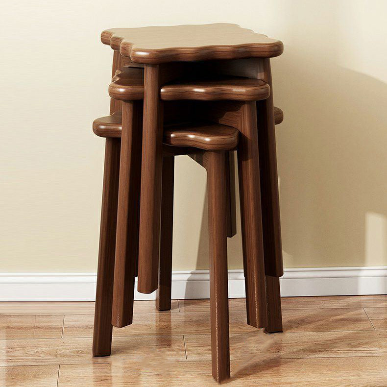 Contemporary Simplicity Square Biscuit Rubberwood Stackable Low Stool For Living Room