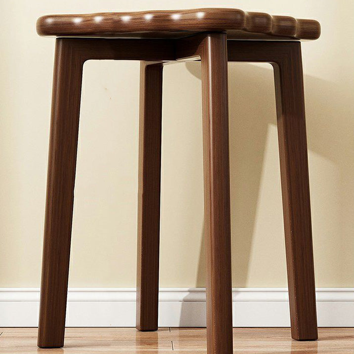 Contemporary Simplicity Square Biscuit Rubberwood Stackable Low Stool For Living Room