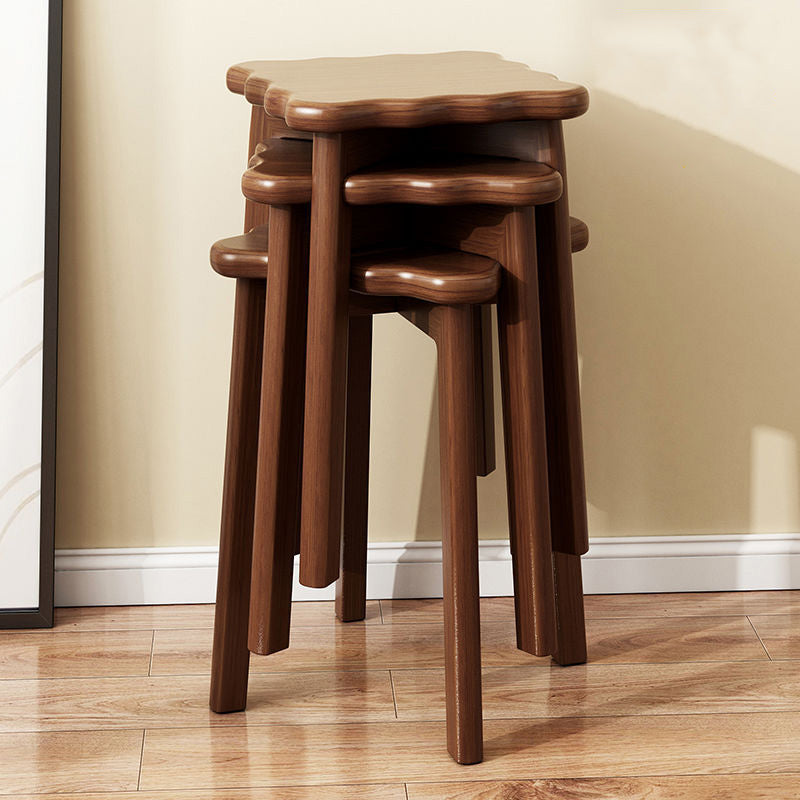 Contemporary Simplicity Square Biscuit Rubberwood Stackable Low Stool For Living Room