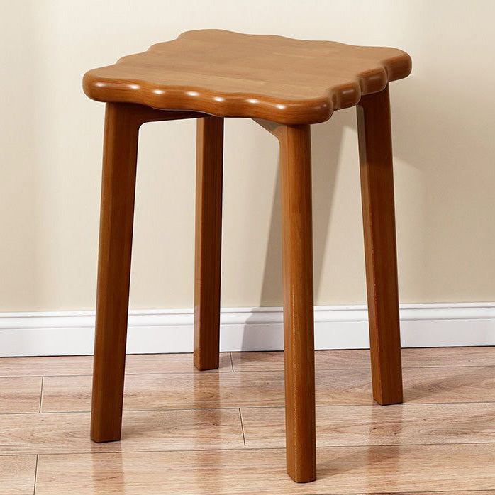 Contemporary Simplicity Square Biscuit Rubberwood Stackable Low Stool For Living Room