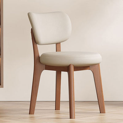 Respaldo de silla de comedor contemporánea nórdica cuadrada de cuero con marco de madera maciza para comedor 