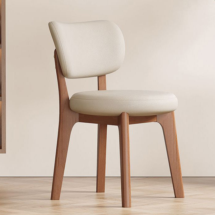 Respaldo de silla de comedor contemporánea nórdica cuadrada de cuero con marco de madera maciza para comedor 