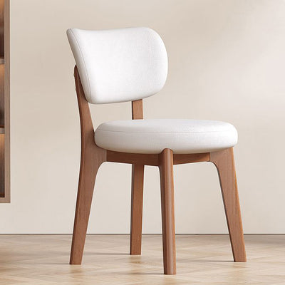 Respaldo de silla de comedor contemporánea nórdica cuadrada de cuero con marco de madera maciza para comedor 