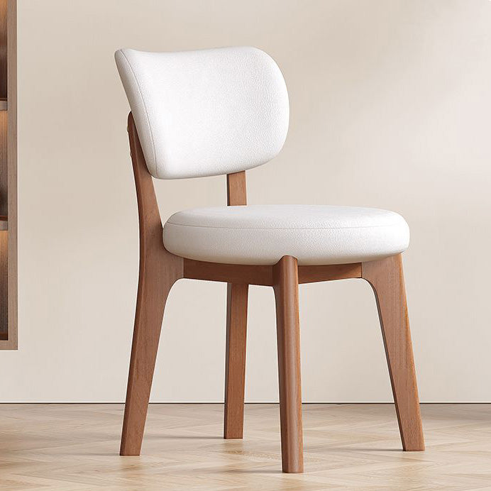 Respaldo de silla de comedor contemporánea nórdica cuadrada de cuero con marco de madera maciza para comedor 