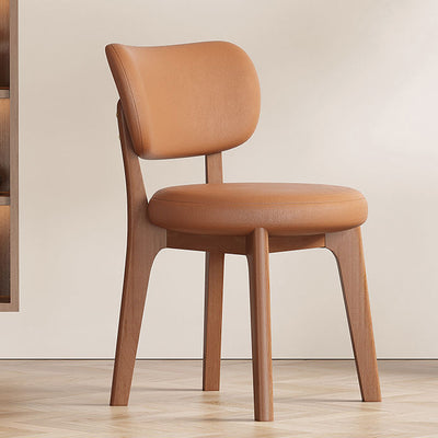 Respaldo de silla de comedor contemporánea nórdica cuadrada de cuero con marco de madera maciza para comedor 