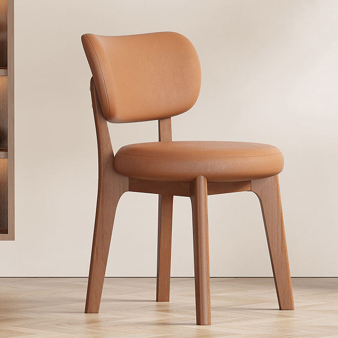Respaldo de silla de comedor contemporánea nórdica cuadrada de cuero con marco de madera maciza para comedor 