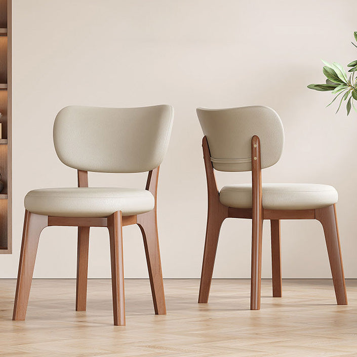 Respaldo de silla de comedor contemporánea nórdica cuadrada de cuero con marco de madera maciza para comedor 