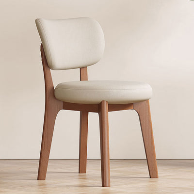 Respaldo de silla de comedor contemporánea nórdica cuadrada de cuero con marco de madera maciza para comedor 