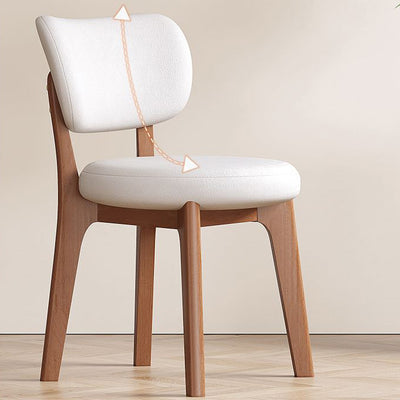 Respaldo de silla de comedor contemporánea nórdica cuadrada de cuero con marco de madera maciza para comedor 