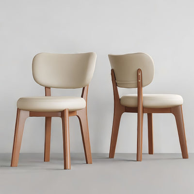 Respaldo de silla de comedor contemporánea nórdica cuadrada de cuero con marco de madera maciza para comedor 