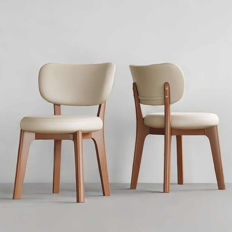 Respaldo de silla de comedor contemporánea nórdica cuadrada de cuero con marco de madera maciza para comedor 