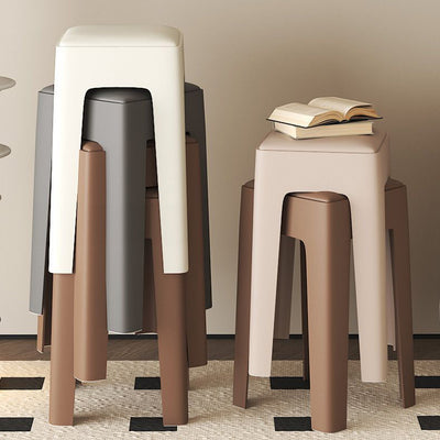 Tabouret de vanité empilable en plastique carré nordique contemporain sans dossier pour chambre 