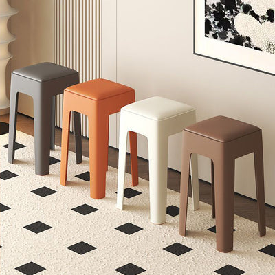 Tabouret de vanité empilable en plastique carré nordique contemporain sans dossier pour chambre 