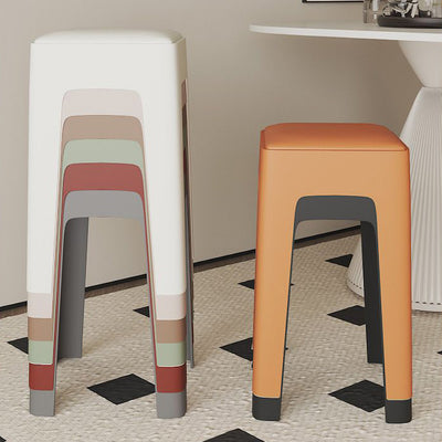 Tabouret de vanité empilable en plastique carré nordique contemporain sans dossier pour chambre 