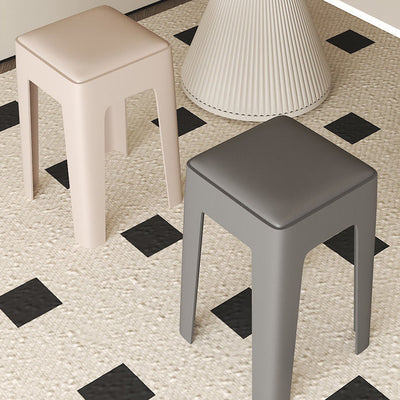 Tabouret de vanité empilable en plastique carré nordique contemporain sans dossier pour chambre 