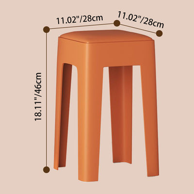 Tabouret de vanité empilable en plastique carré nordique contemporain sans dossier pour chambre 