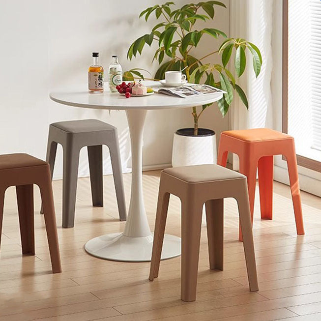 Tabouret de vanité empilable en plastique carré nordique contemporain sans dossier pour chambre 
