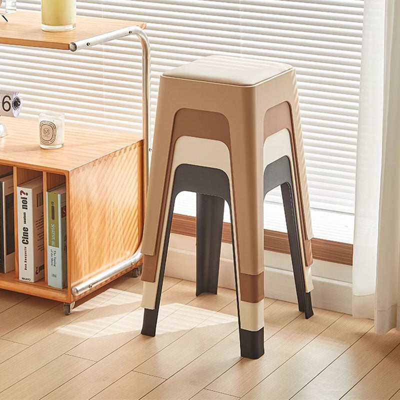 Tabouret de vanité empilable en plastique carré nordique contemporain sans dossier pour chambre 