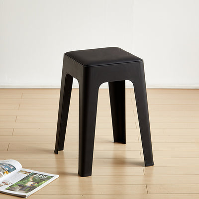Tabouret de vanité empilable en plastique carré nordique contemporain sans dossier pour chambre 