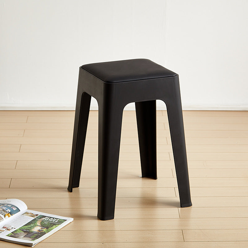 Tabouret de vanité empilable en plastique carré nordique contemporain sans dossier pour chambre 