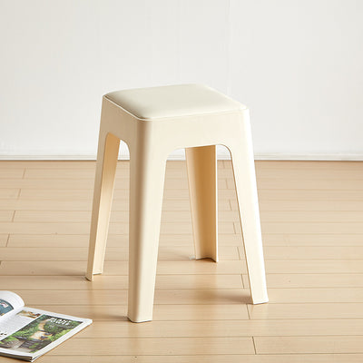 Tabouret de vanité empilable en plastique carré nordique contemporain sans dossier pour chambre 