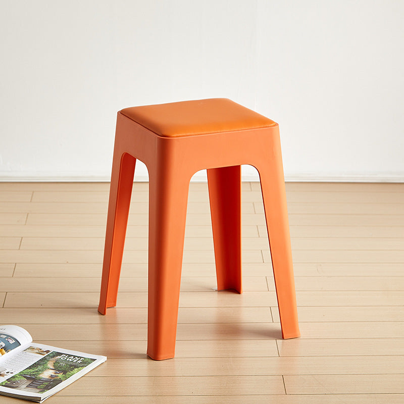 Tabouret de vanité empilable en plastique carré nordique contemporain sans dossier pour chambre 