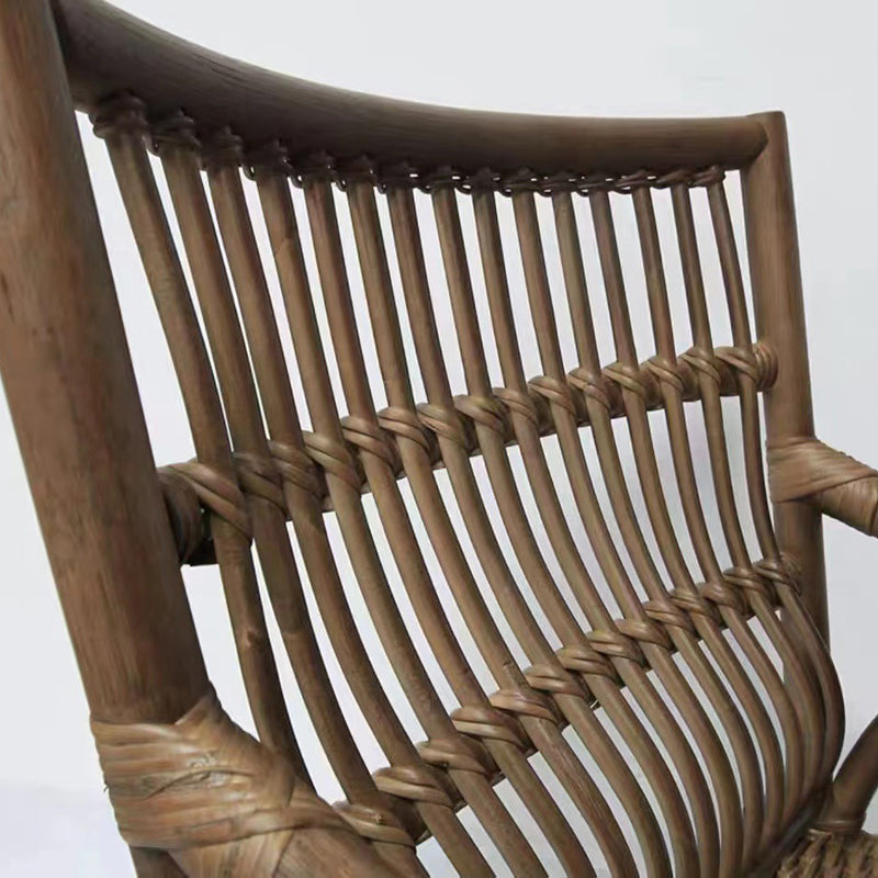 Zeitgenössischer Boho Quadratischer Handgefertigter Rattan-Bambus-Loungesessel Terrassenstuhl Bananenlehne Armlehne Für Balkon 