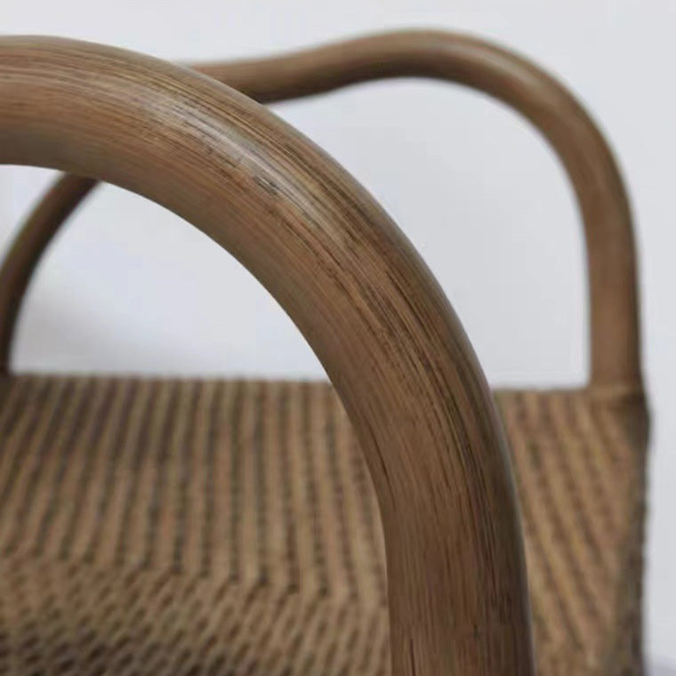 Zeitgenössischer Boho Quadratischer Handgefertigter Rattan-Bambus-Loungesessel Terrassenstuhl Bananenlehne Armlehne Für Balkon 