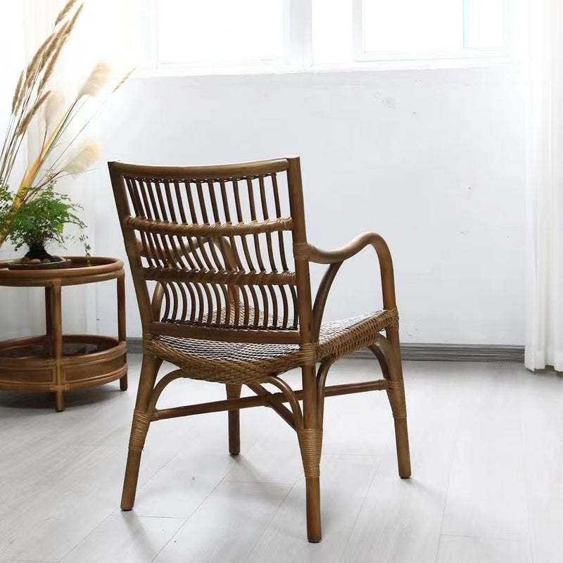 Zeitgenössischer Boho Quadratischer Handgefertigter Rattan-Bambus-Loungesessel Terrassenstuhl Bananenlehne Armlehne Für Balkon 