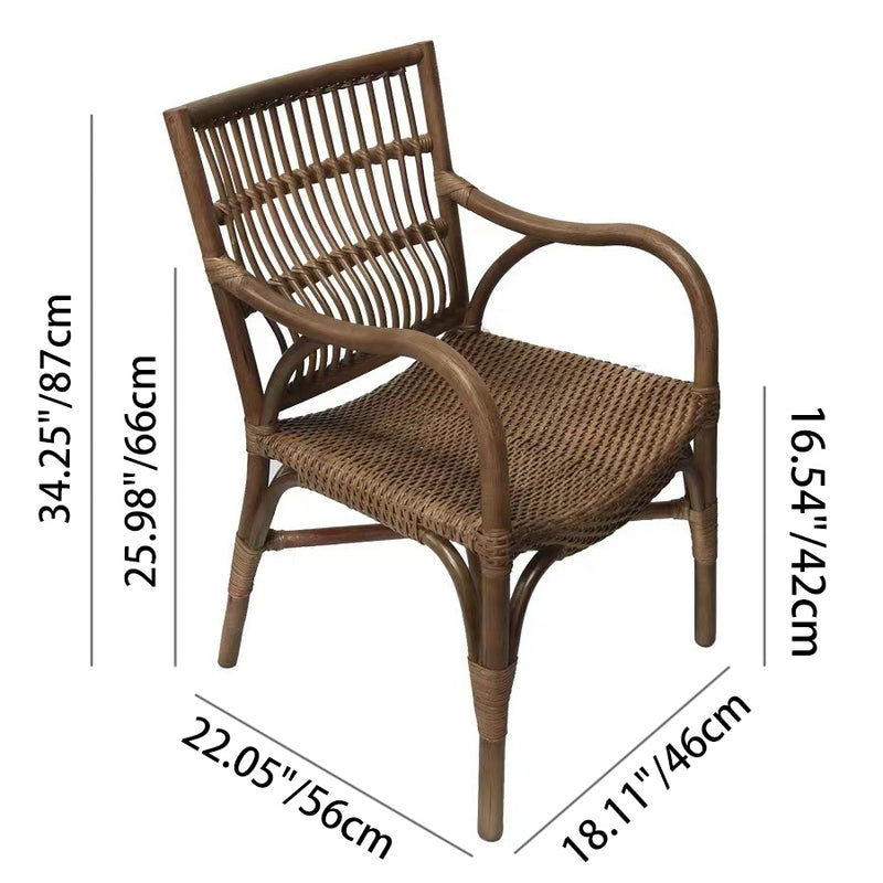 Zeitgenössischer Boho Quadratischer Handgefertigter Rattan-Bambus-Loungesessel Terrassenstuhl Bananenlehne Armlehne Für Balkon 