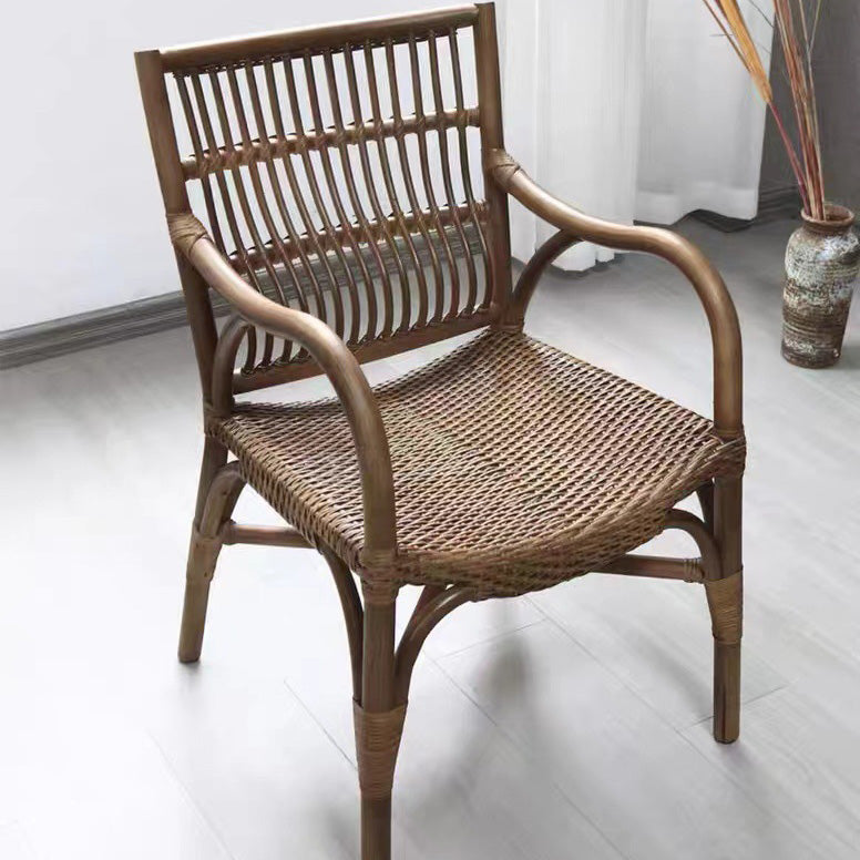 Zeitgenössischer Boho Quadratischer Handgefertigter Rattan-Bambus-Loungesessel Terrassenstuhl Bananenlehne Armlehne Für Balkon 