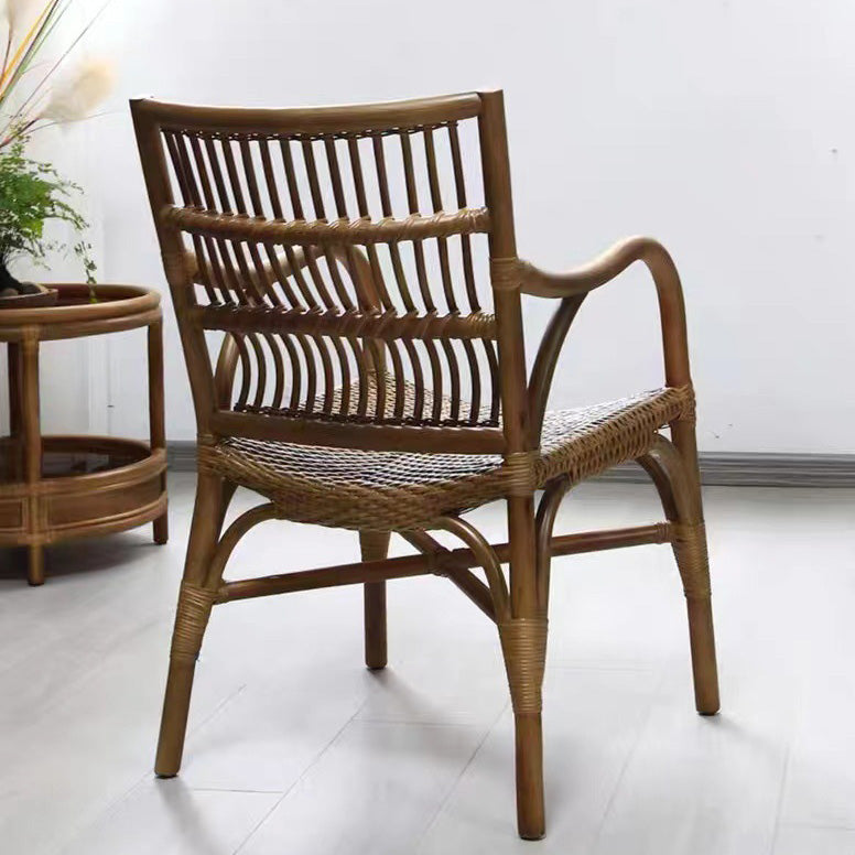 Zeitgenössischer Boho Quadratischer Handgefertigter Rattan-Bambus-Loungesessel Terrassenstuhl Bananenlehne Armlehne Für Balkon 