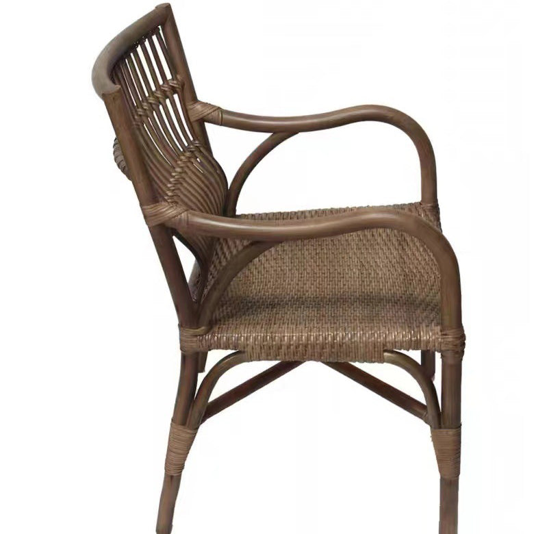 Zeitgenössischer Boho Quadratischer Handgefertigter Rattan-Bambus-Loungesessel Terrassenstuhl Bananenlehne Armlehne Für Balkon 