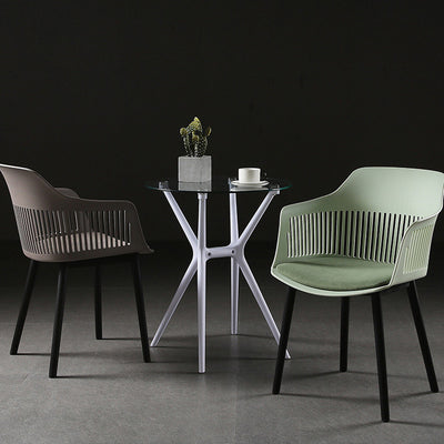 Contemporáneo Cuadrado Nórdico Plástico Marco de Acero al Carbono Silla de Comedor Respaldo Reposabrazos Para Comedor 