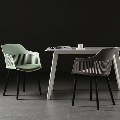 Contemporáneo Cuadrado Nórdico Plástico Marco de Acero al Carbono Silla de Comedor Respaldo Reposabrazos Para Comedor 