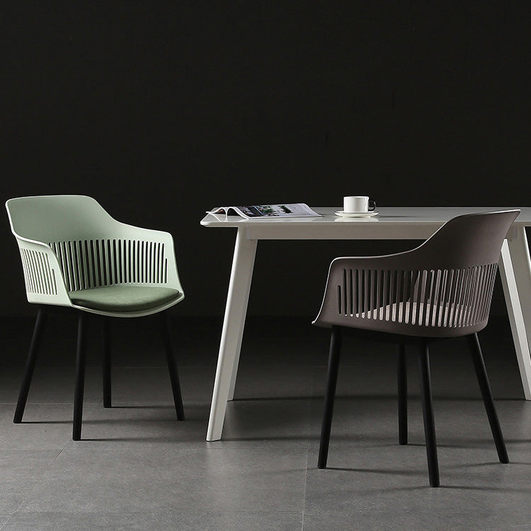 Contemporáneo Cuadrado Nórdico Plástico Marco de Acero al Carbono Silla de Comedor Respaldo Reposabrazos Para Comedor 