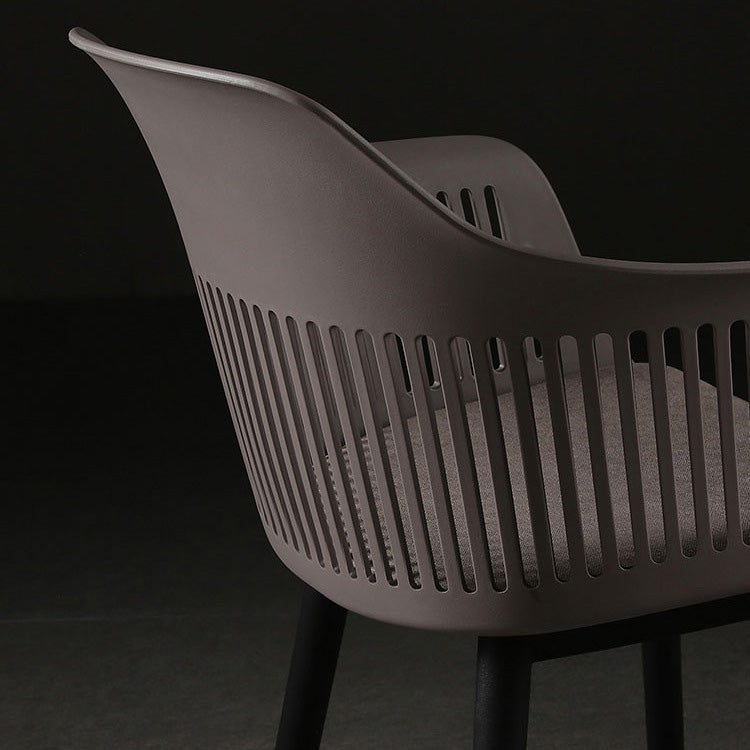 Contemporáneo Cuadrado Nórdico Plástico Marco de Acero al Carbono Silla de Comedor Respaldo Reposabrazos Para Comedor 